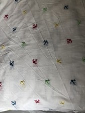 2 Yds Allover Colored Anchors Rayon Embroidered On 100 Soft Cotton Fabric