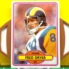 1980 TOPPS Football Card # 202 *** FRED DRYER *** Los Angeles Rams (Hunter TV)