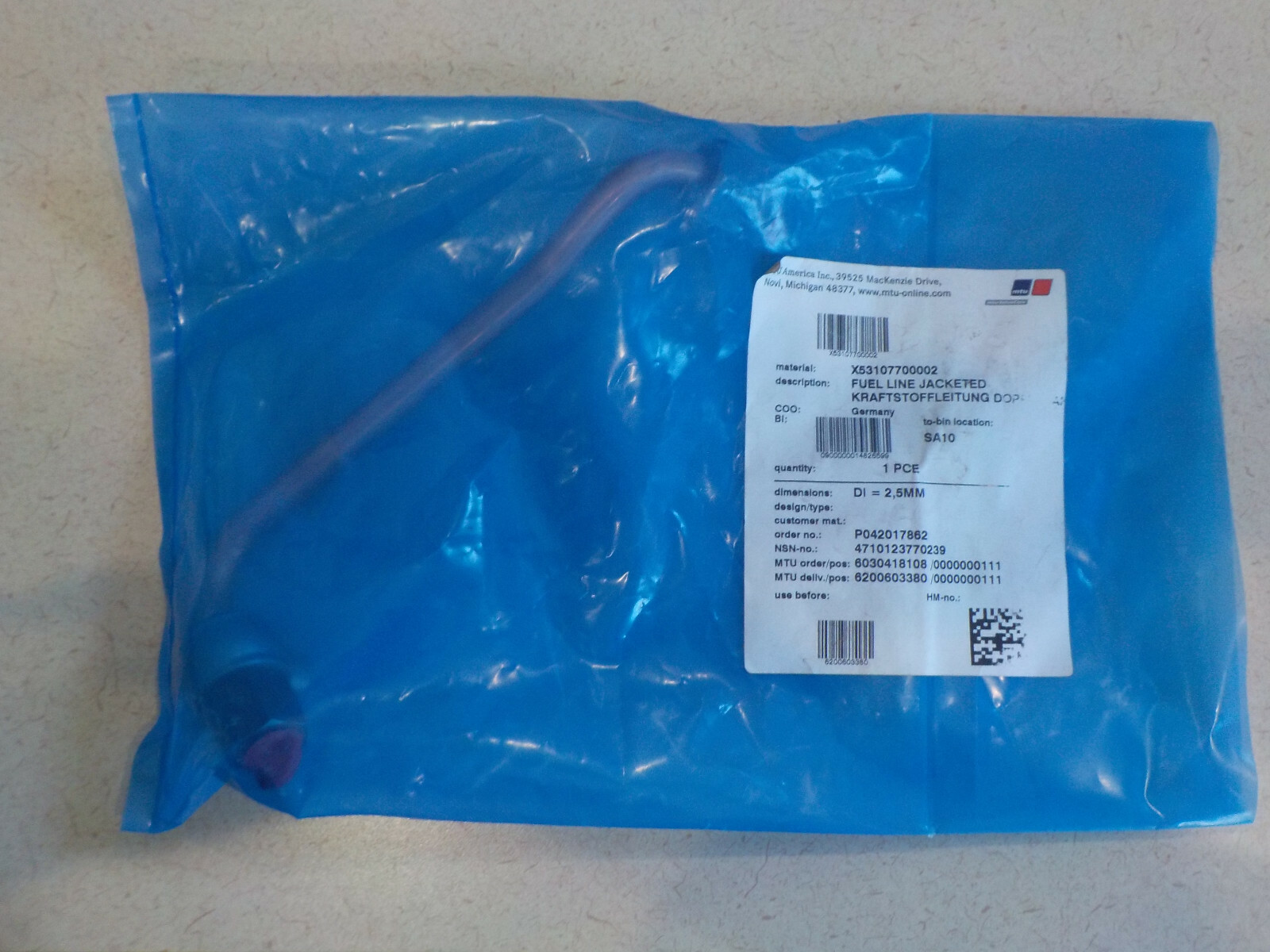 MTU: Jacketed Fuel Line Jumper Part # X53107700002 | eBay