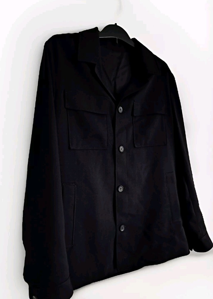 Massimo Dutti Men's Dark Navy 100% Wool Overshirt Jacket Size S