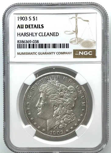 1903 S $1 Morgan Silver Dollar  NGC AU Details Harshly Cleaned