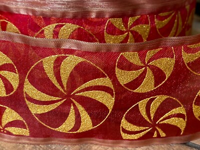  Laverslace rot transparent Organzaband gold Glitzer Glitzer Weihnachtskugeln 50 mm