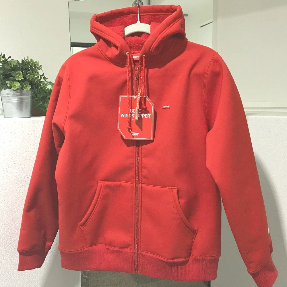 UNUSED SUPREME 18FW WINDSTOPPER Zip Up Hooded Sweatshirt Parka Red