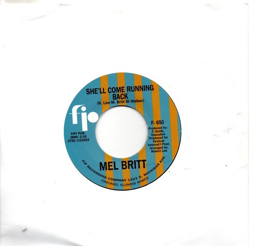 Mel Britt:She'll come running back/Love invented misery:Re-Issue