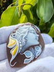 Artistic Shell Cameo with mother pearl diamond 18 kt gold  signed Ciro Vitiello