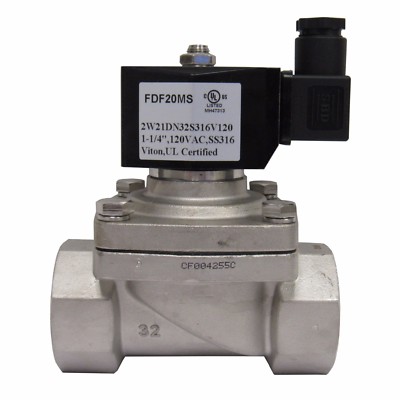 PRM 1-1/4 INCH NPT SOLENOID VALVE 120 VAC 316 SS VITON SEALS NORMALLY CLOSED 