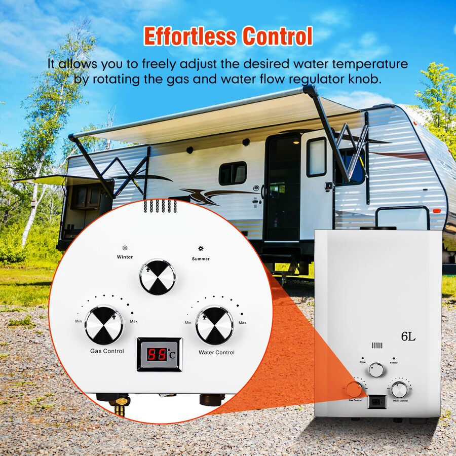 Campervan 6L LPG Gas Water Heater Tankless Instant Hot Water Heater