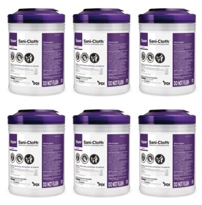 6 Pack Super Sani-Cloth Germicidal Surface Disinfectant Wipes 160 Wipes Q55172