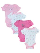 Infant Girls 4PC Pink Elephant Bodysuits Baby Outfit Creepers Set