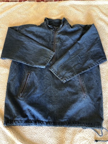 Lee Valley Ireland Core Pullover Mens Large Half Zip 100% Cotton Denim Jacket - Picture 11 of 13
