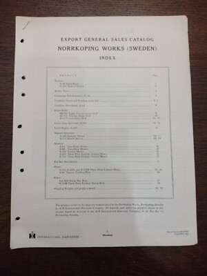 Original 1956 International Harvester / Norrkoping Works Catalogue / Brochure