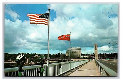 Niagara Falls NY Rainbow Bridge Entering Canada Chrome Postcard Posted 1967