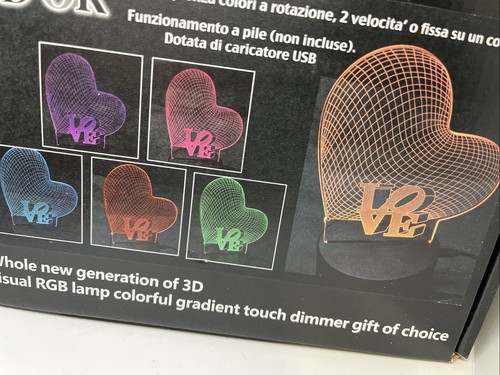 lampada led 3D cambia 7 colore cuore love da appoggio amore - Imagen 3 de 4