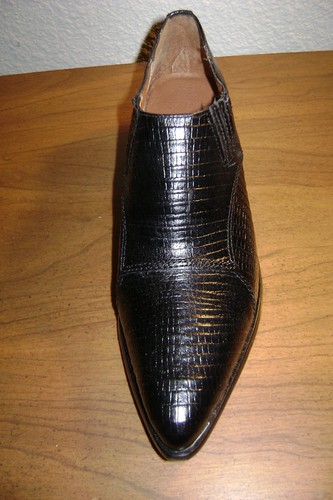 VINTAGE WESTERN NINE WEST BLACK LEATHER SLIP-ON ANKLE BOOTS, NEW IN BOX, 5 1/2M - Picture 5 of 7