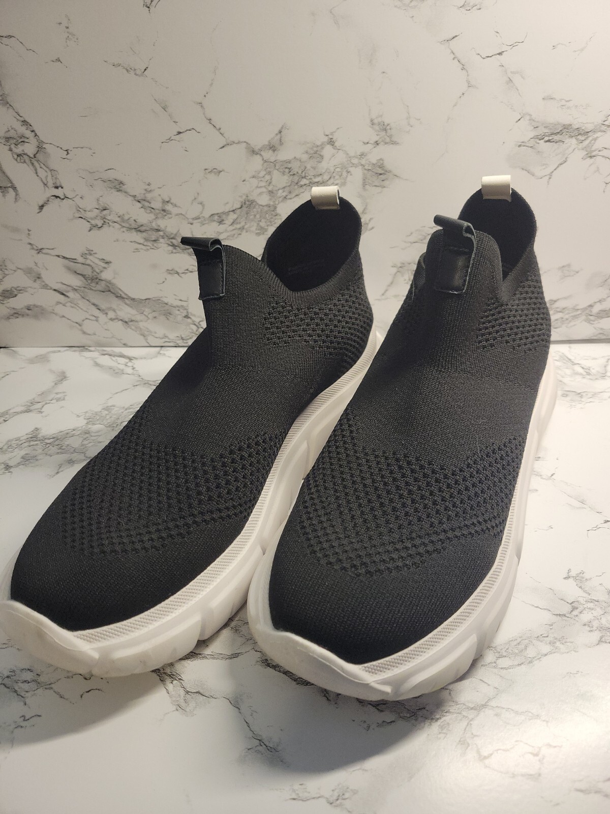 J/Slides NYC Women's Running Ladies Sneakers Slip On Black with White Soles 10M-image