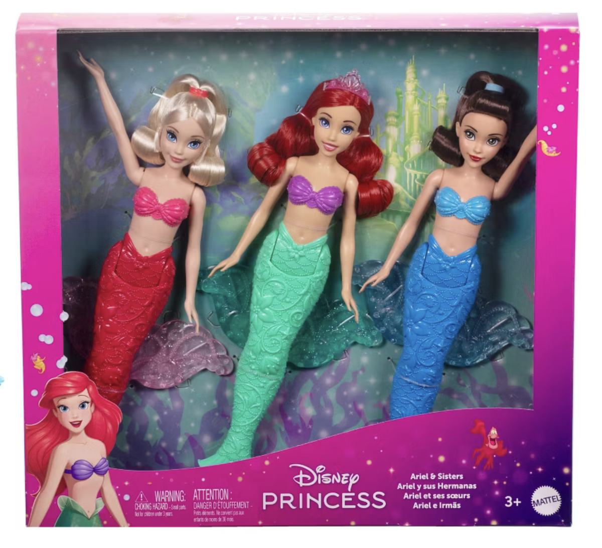 Disney Princess Ariel Sisters Mermaid Fashion Doll 3pk Glitter