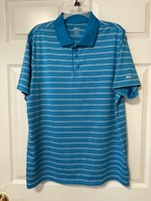 Reebok Golf Polo Shirt Play Dry, Blue Stripe Men's Size Large