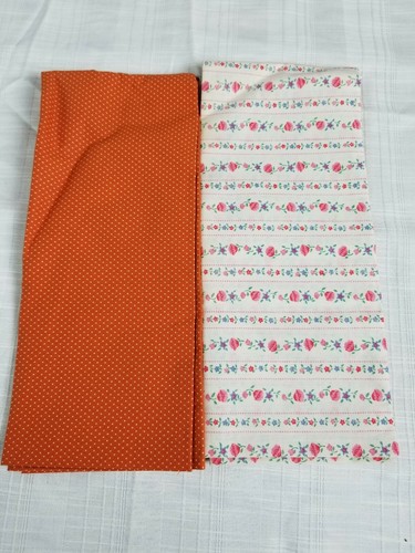 Santee Print Works Vintage Fabric 2 pieces 1980s floral polka dot 44" x 1/2 yard - Picture 4 of 5