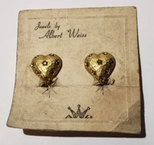 Vintage Jewels by Albert Weiss Heart Earrings on Card