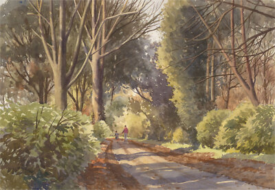 David William Burley (1901-1990) - Aquarell Aus Dem 20. Jahrhundert, Waldspaz...