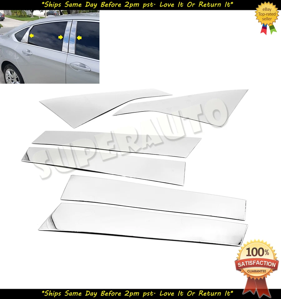 Para Chevrolet Impala 2014-2020 ACERO INOXIDABLE pulido postes de pilar embellecedores Foto 2 de 4