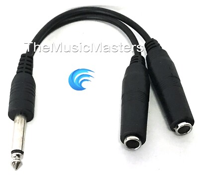 6 inch 1/4'' Male Mono Plug to Dual 1/4'' Jacks (F) Premium Audio Cable Wire VWLTW