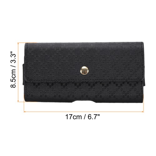 Téléphone Ceinture Support pour Pliable Écran Plaid Cuir Ceinture Pochette Noir - Photo 2 sur 7