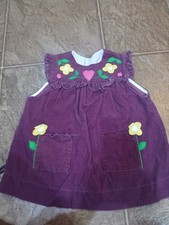 Vintage Corduroy Dress With Flowers 18 Months Mauve Purple Floral