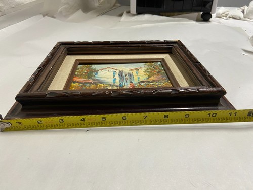 Cornice quadro olio vintage firmata dall'artista Pierre Small 11"x9" - Foto 12 di 12