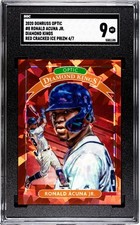 2020 Donruss Optic #8 Ronald Acuna Jr. DK SGC 9 Mint Red Cracked Ice Prizm (4/7)