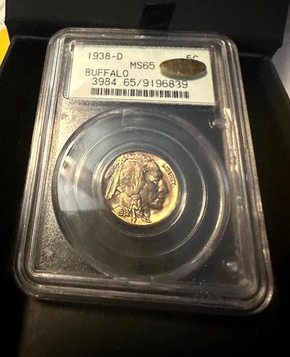 1938 D Buffalo Nickel PCGS MS65 OGH 2 Part Holder.