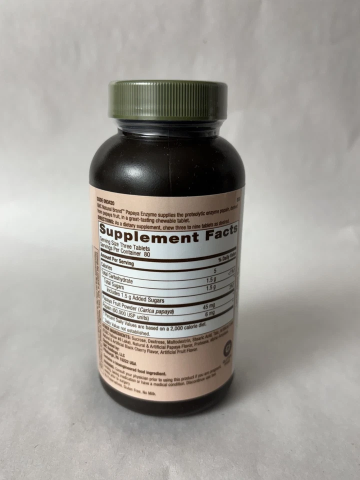 Enzima de papaya marca natural GNC 240 comprimidos masticables (CAD:04/2026) Foto 2 de 2