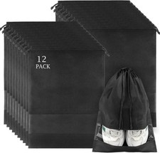 Large Shoe Bags 12 Pack Packing with Clear Window Dustproof Drawstring Storage