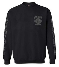 Harley-Davidson Men's Road Pilot Crew-Neck Fleece Pullover Sweatshirt, Black
