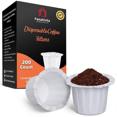 200 Count Fanativita K Cup Coffee Filters Disposable 200 Count, K Cup-White