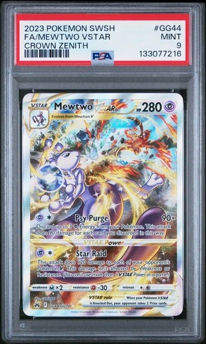 2023 POKEMON SWORD & SHIELD CROWN ZENITH #GG44 FULL ART/MEWTWO VSTAR PSA 9