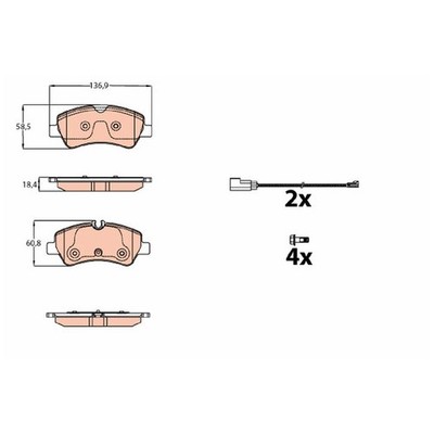 TRW Bremsbelagsatz Bremsklötze hinten MEBK2J2M008AA 24709253