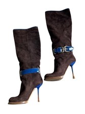 Gianmarco Lorenzi Brown Suede Blue Patent Buc...