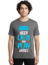 Keep-Calm-And-Play-Games Mens Graphic Tee, 100% Cotton, Casual Summer Wear
