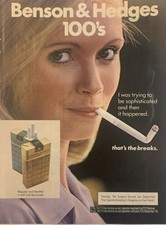 1977 Benson Hedges 100s PRINT AD Pretty Blond...