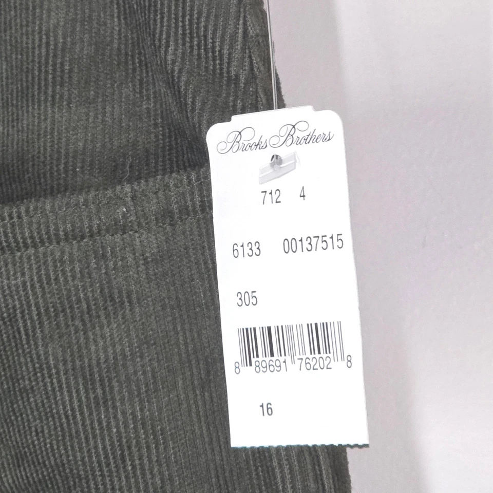 Pantalones polar Brooks Brothers clásicos de pana verde talla 16 para niños nuevos con etiquetas Foto 2 de 4