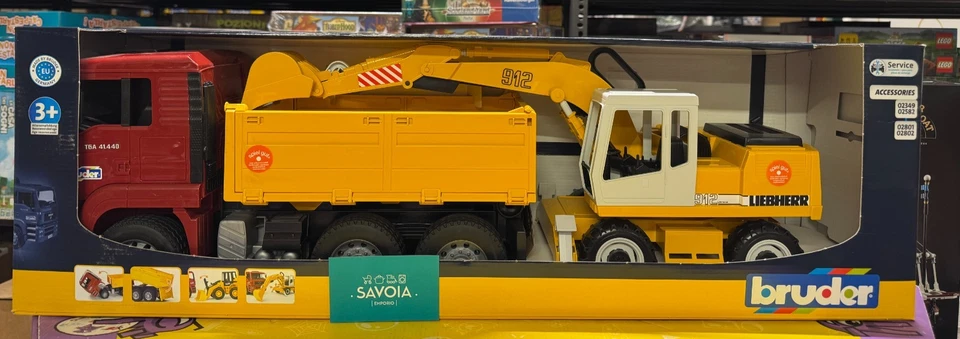 BRUDER 02751 - CAMION DUMPER MAN TGA CON ESCAVATORE LIEBHERR - NUOVO - SIGILLATO - Immagine 2 di 4