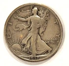 Walking Liberty Half Dollar; 1917 circ, strong date, some upper wing feathers