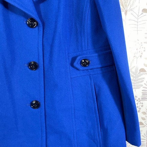 Neu mit Etikett London Fog Damenmantel Wollmischung blau Peacoat L klassisch Knopfleiste - Bild 4 von 12