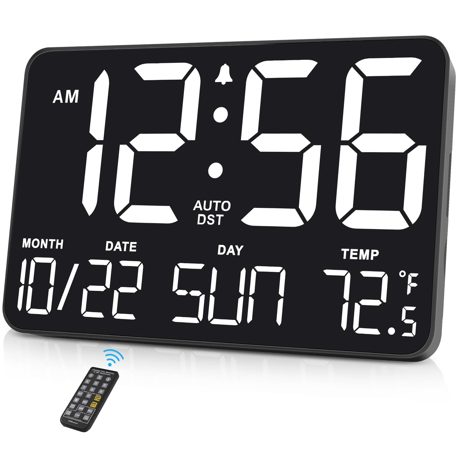 Large Digital Wall Calendar Clock with Date, Day, Week & Alarm  