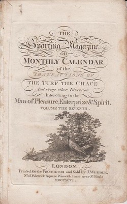 Orig. Graphik: Title Page from : The sporting Magazine or Monthly Calender of th