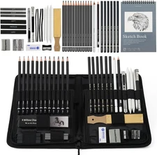 42 Pack Drawing Set Sketching Kit, Pro Art Sketch Supplies with Black 
