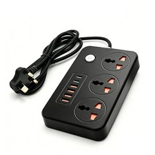 Extension Lead with 3 Gang Way 4USB 2m Cable Electric Plug Socket UK Type-C