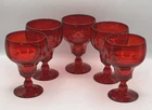 Set of 5 Fenton Georgian Agua Caliente Ruby Red 5 5/8” 10 oz Water Goblets
