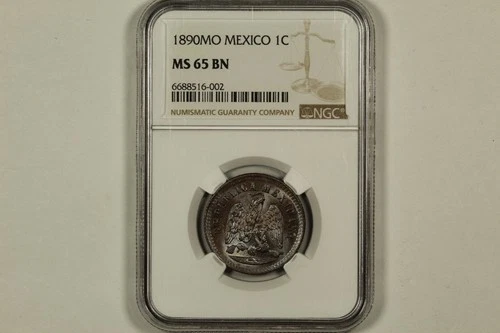 1890 Mexico 1 Centavo NGC MS65BN